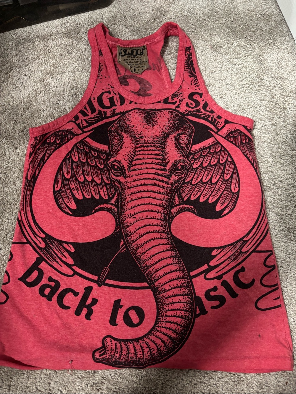 SURE Pink Graphic Elephant Tank Top - Women's